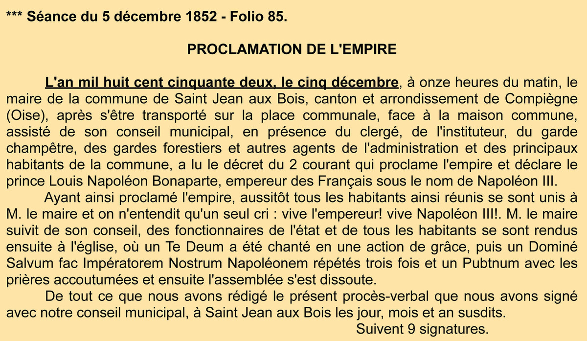 Procès-verbal Napoléon. Registre des délibérations 1D5.